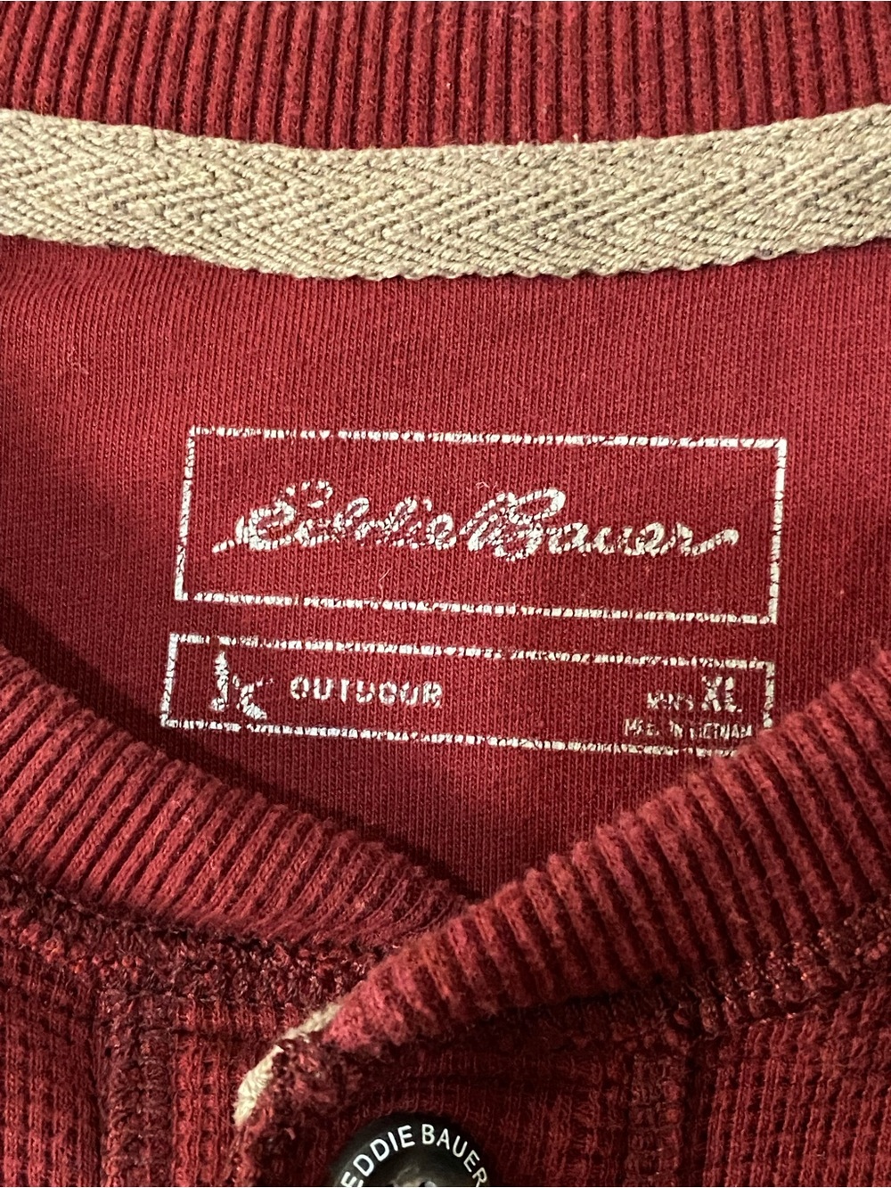 Eddie Bauer Mens Henley Shirt XL Thermal Waffle Knit Long Sleeve Hiking Outdoor - Picture 7 of 9